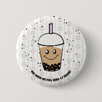 Cute Boba Bubble Tea Pun Button