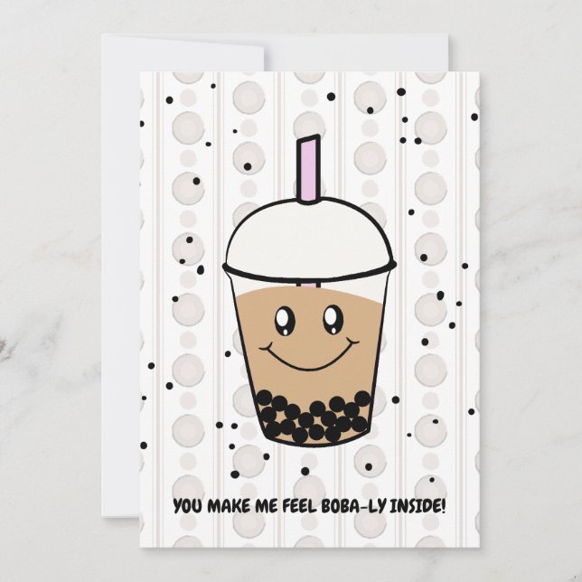 Cute Boba Bubble Tea Pun Invitation (Front)