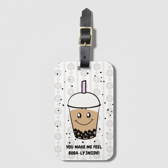 Cute Boba Bubble Tea Pun Luggage Tag (Front Vertical)
