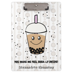 Cute Boba Bubble Tea Pun Personalised Clipboard