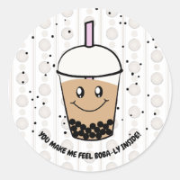 Cute Boba Bubble Tea Pun Round Sticker