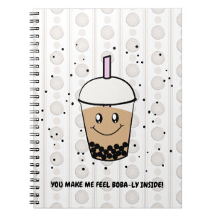 Cute Boba Bubble Tea Pun Spiral Photo Notebook