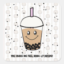 Cute Boba Bubble Tea Pun Square Sticker