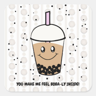 Cute Boba Bubble Tea Pun Square Sticker