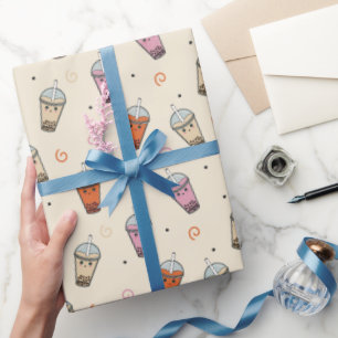Cute Boba Bubble Tea Wrapping Paper
