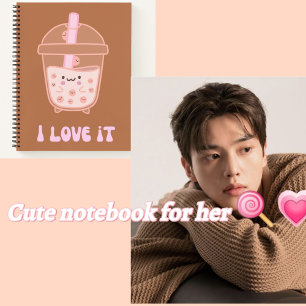 Cute Boba drink 💗🤎🥛🍪 Notebook
