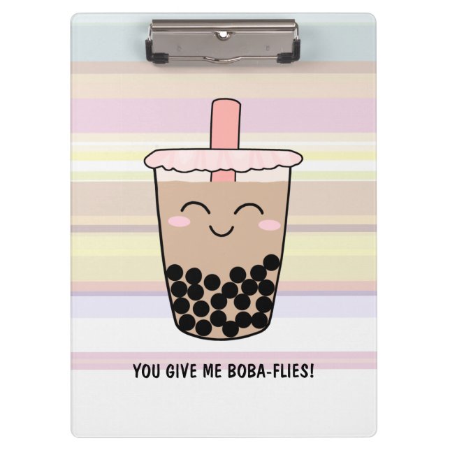 Cute Boba Milk Tea Pun Clipboard (Front)