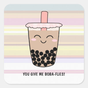 Cute Boba Milk Tea Pun Square Sticker