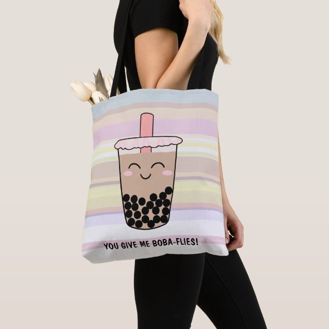 Cute Boba Milk Tea Pun Tote Bag (Close Up)