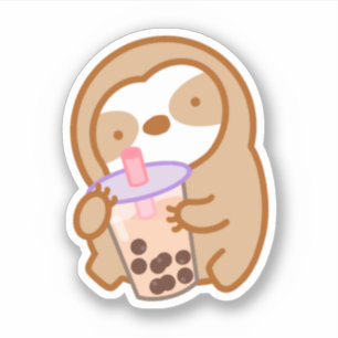 Cute Boba Milk Tea Sloth Sticker