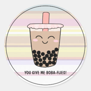 Cute Boba Pearl Milk Tea Pun Classic Round Sticker