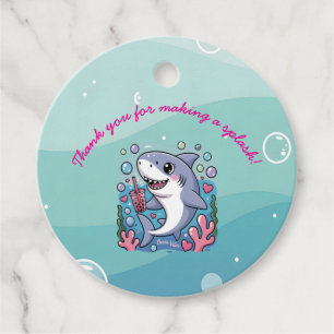 Cute Boba Shark Under The Sea Baby Shower Favour Tags