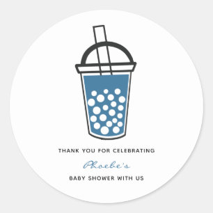 Cute Boba Tea Baby Shower Thank You Personalised Classic Round Sticker