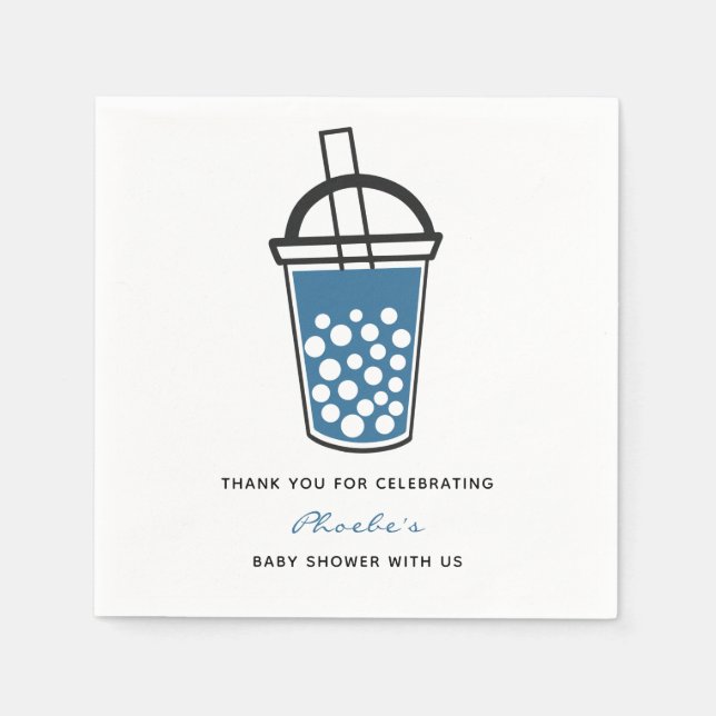 Cute Boba Tea Baby Shower Thank You Personalised Napkin (Front)