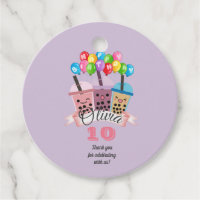 Cute Boba Tea Birthday Party Thank You Favour Tag
