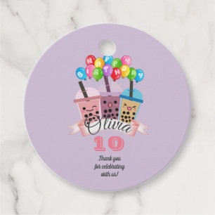 Cute Boba Tea Birthday Party Thank You Favour Tag