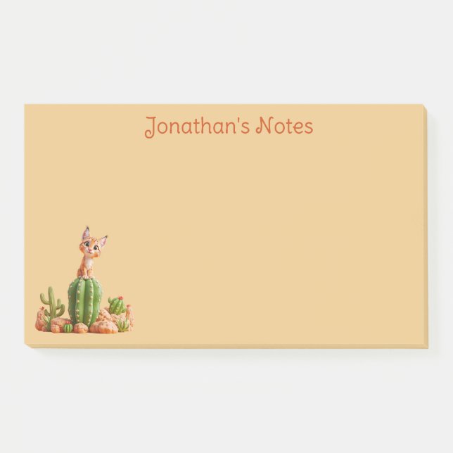 Cute Bobcat on cactus Post-it Notes (Front)