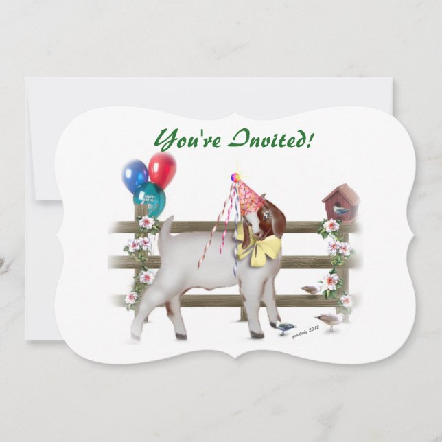 Cute Boer Goat Birthday Party Invitation (Front)