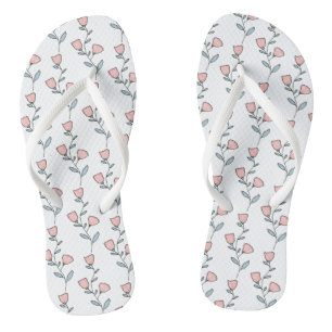 Cute Bohemian Blush Pink Purple Floral Pattern Flip Flops