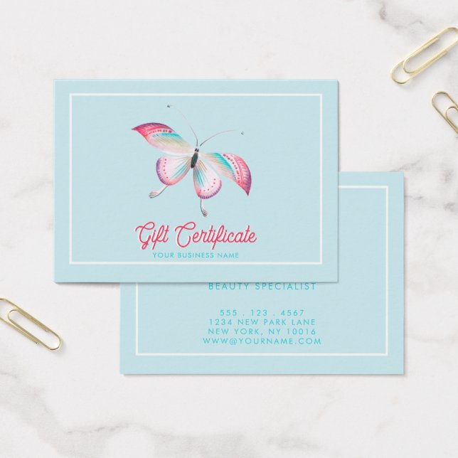 Cute Bohemian Butterfly Business Gift Certificate (Office)