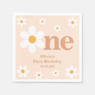 Cute Bohemian Daisy First Birthday Napkin