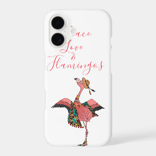 Cute Bohemian Flamingo Peace Love & Flamingos