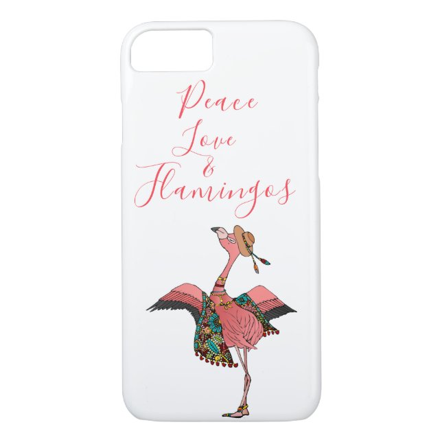 Cute Bohemian Flamingo Peace Love & Flamingos Case-Mate iPhone Case (Back)