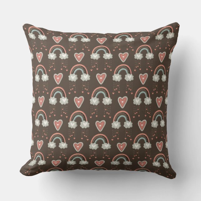 Cute Bohemian Rainbow Pattern Cushion (Front)