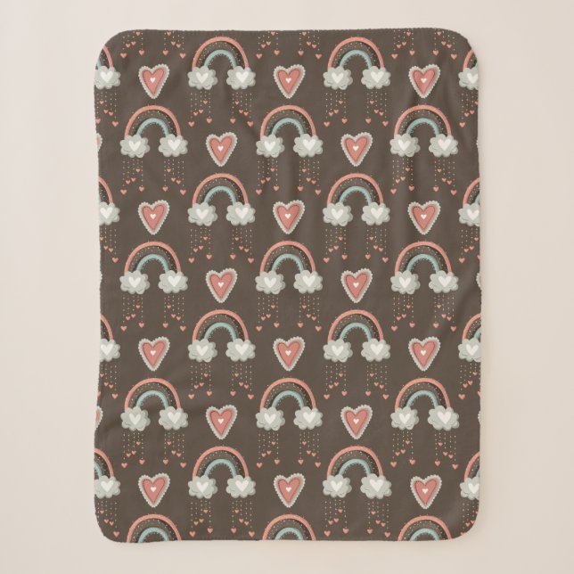Cute Bohemian Rainbow Pattern Sherpa Blanket (Front)