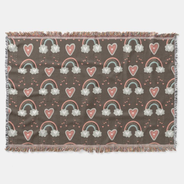 Cute Bohemian Rainbow Pattern Throw Blanket (Front)