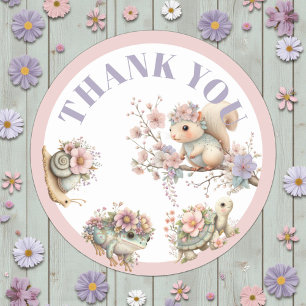 Cute Boho Animal Birthday Party Classic Round Sticker