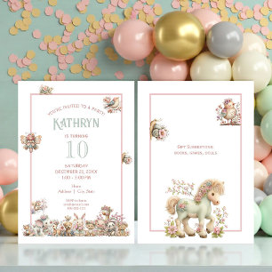 Cute Boho Animal Birthday Party Invitation