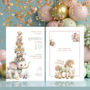 Cute Boho Animal Birthday Party Invitation