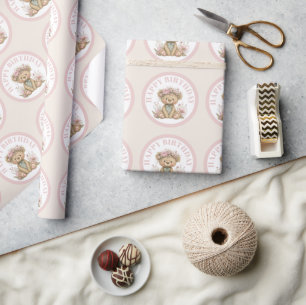Cute Boho Animal Birthday Party Wrapping Paper