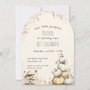 Cute boho Autumn Our little pumpkin birthday Invitation