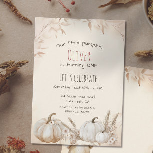 Cute Boho Autumn Our little pumpkin Birthday Invitation