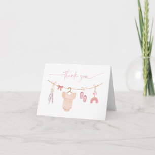 Cute Boho Baby Clothesline Baby Shower Thank You Card