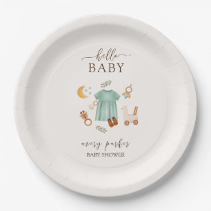 Cute Boho Baby Girl Clothes Baby Shower  Paper Plate