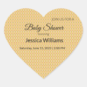 Cute Boho Baby Shower Gender Neutral, Customisable Heart Sticker