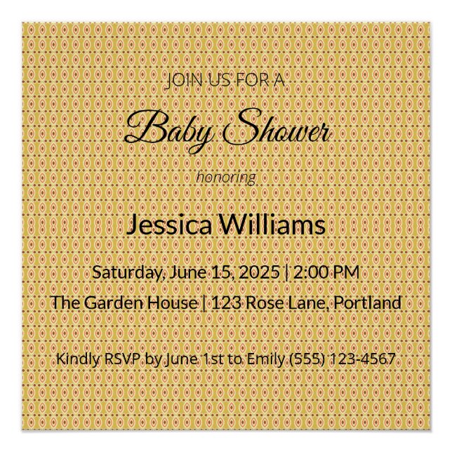 Cute Boho Baby Shower Gender Neutral, Customisable Poster (Front)