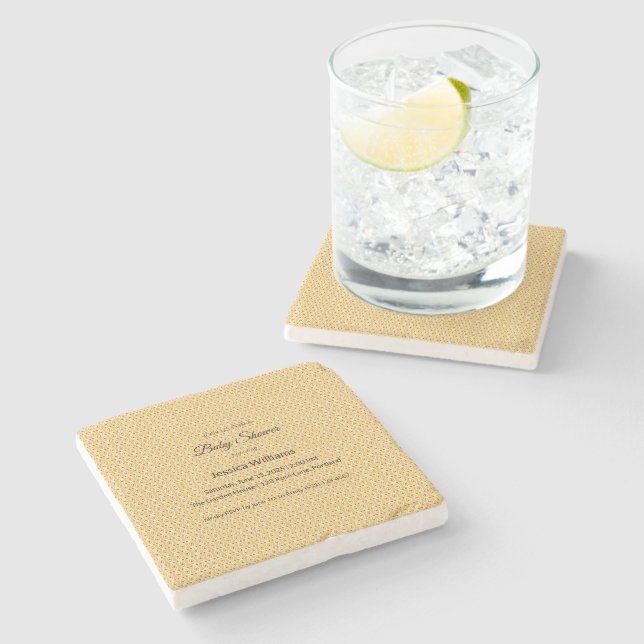 Cute Boho Baby Shower Gender Neutral, Customisable Stone Coaster (Side)