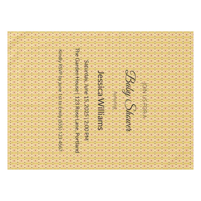 Cute Boho Baby Shower Gender Neutral, Customisable Tablecloth (Front (Horizontal))