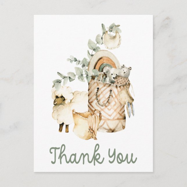Cute Boho Baby Shower Gift Thank You Postcard (Front)