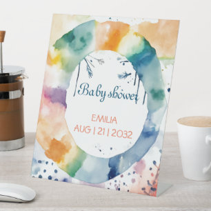 Cute Boho Baby Shower Pedestal Sign – Custom
