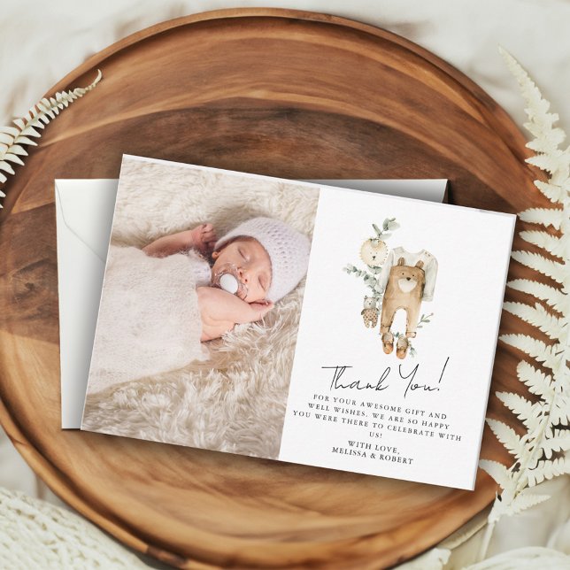 Cute Boho Baby Shower Photo  Thank You Card (Creator Uploaded)