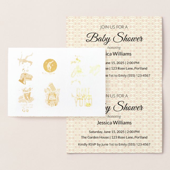 Cute Boho Baby Shower UPDATE Foil Card (Display)