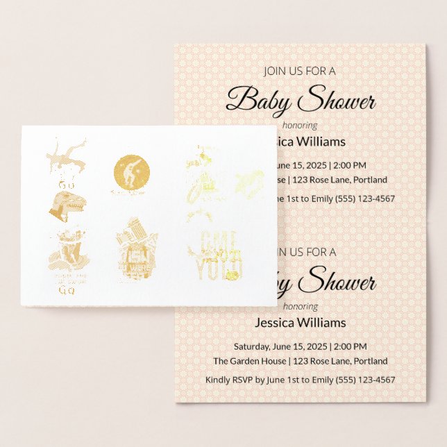 Cute Boho Baby Shower UPDATE Foil Card (Display)