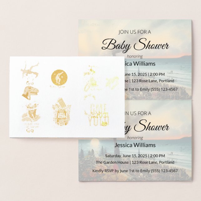 Cute Boho Baby Shower UPDATE Foil Card (Display)