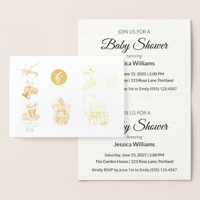 Cute Boho Baby Shower UPDATE Foil Card (Display)