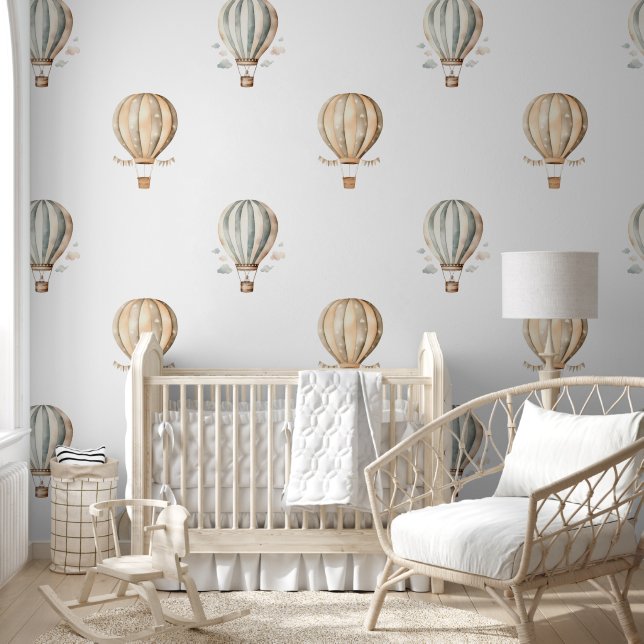 Cute Boho Balloon Baby Nursery Wallpaper (Kids)